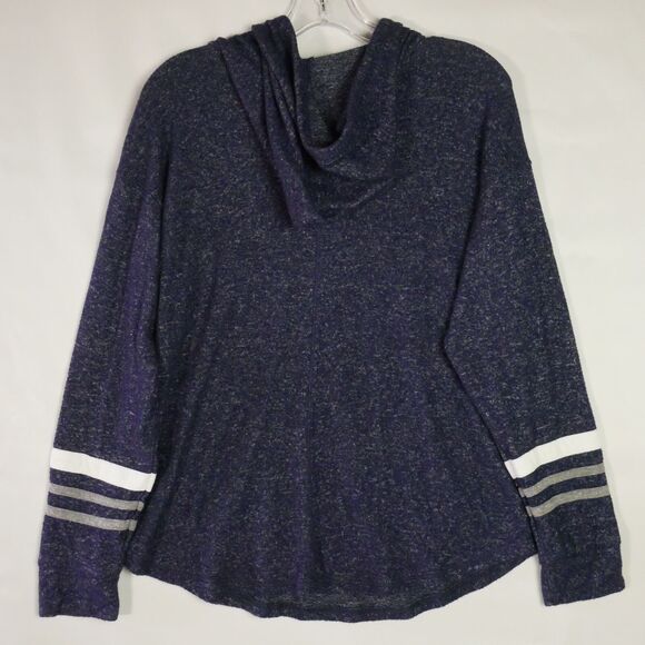 Market & Spruce Womens Size L Hoodie Navy Soft Knit Drawstrng Pullover Pockets - Picture 8 of 13